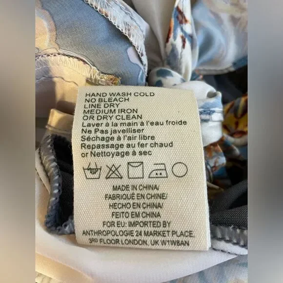 Anthropologie Tiny Short Sleeve Floral Mix Media Tie Front XS - Picture 7 of 7